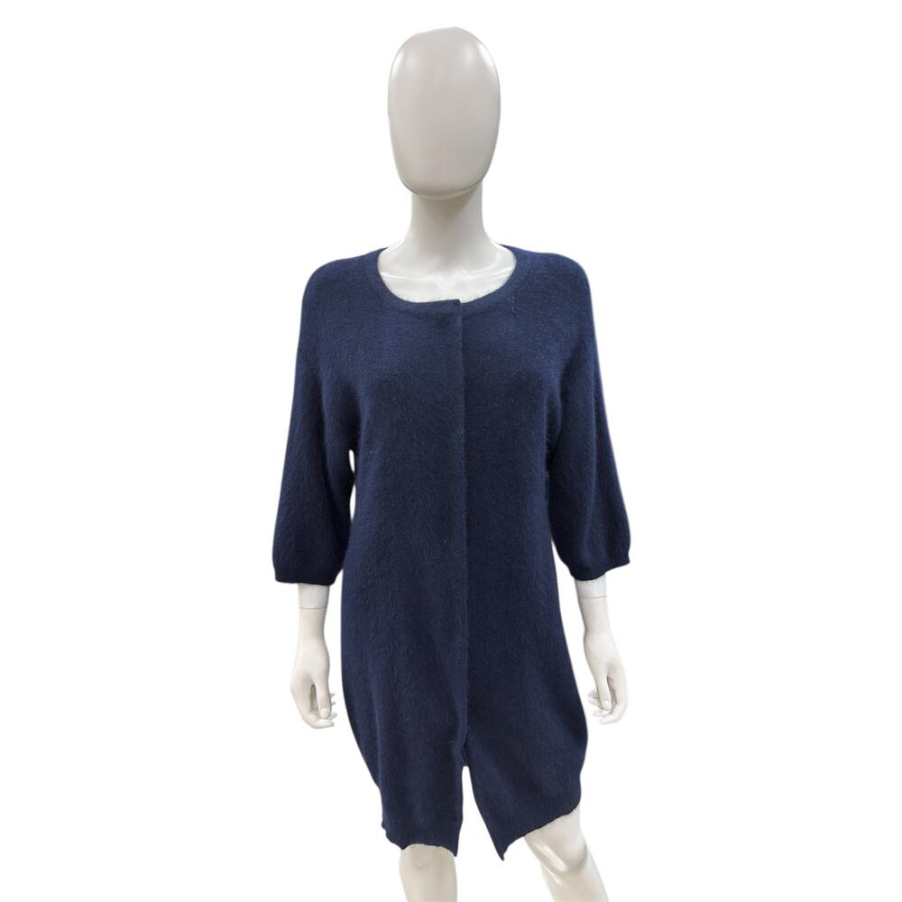 Minnie Rose Long Cardigan Women’s SZ Large Made of Racoon, Rabbit, Wool in Navy